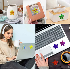 1000pcs Colorful Holographic Star Stickers Roll for Kids DIY Crafts – NEW