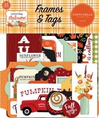 1 Pack of Carta Bella Paper WELCOME AUTUMN Frames & Tags Ephemera Pieces