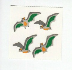 Adorable Great Seven Fuzzy Flying Bats Sticker Sheet