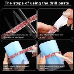 1 Roll 108″ x 0.4″ Pink Bling Rhinestone Crystal Diamond DIY Decor Sticker Decal