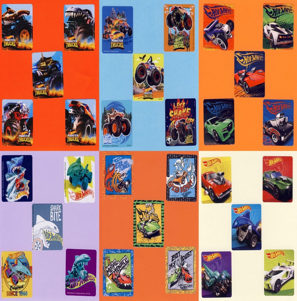 30 Hot Wheels Large Stickers – Party Favors – Rewards – Cars, Monster Trucks