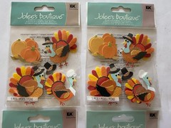 Jolees Boutique Dimensional Stickers 4 Fall Thanksgiving Turkeys Squirrels Lot 4