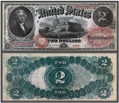 $2 Two Dollar 1875 Legal Tender Note (US CURRENCY STICKERS) (Lot Of 2)