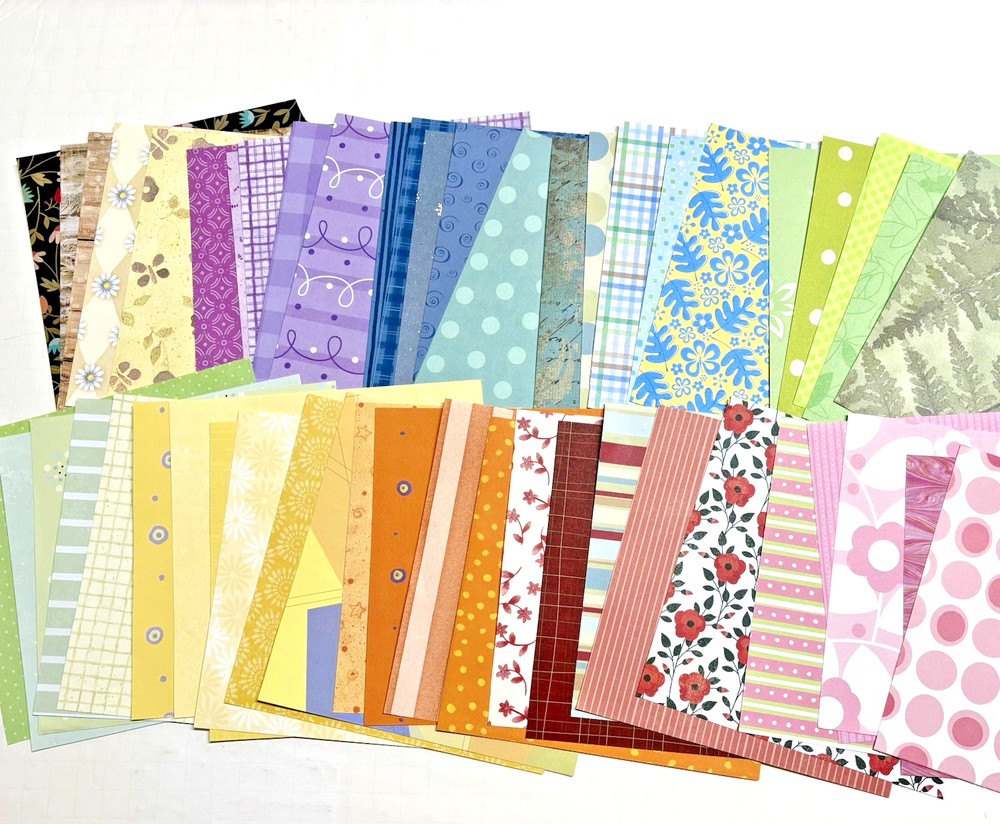 LOT 50 sheets 6 x 6 Mixed Scrapbook Paper & Cardstock Making junk journal supply