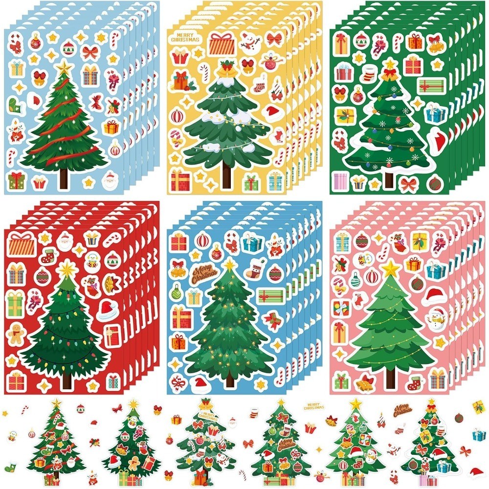 Christmas Tree Stickers for Kids DIY 36 Sheets Make Your Own Sticker Craft Party