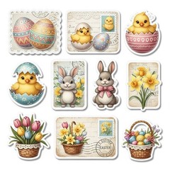 Choose ASet Bunny Rabbit Easter Tags Embellishments Junk Journal Scrapbook