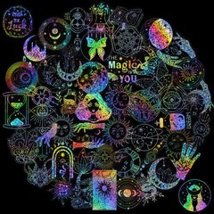 100 PCS Colorful Laser Magic PET Stickers Aesthetic for DIY Guitar Scrapbooking