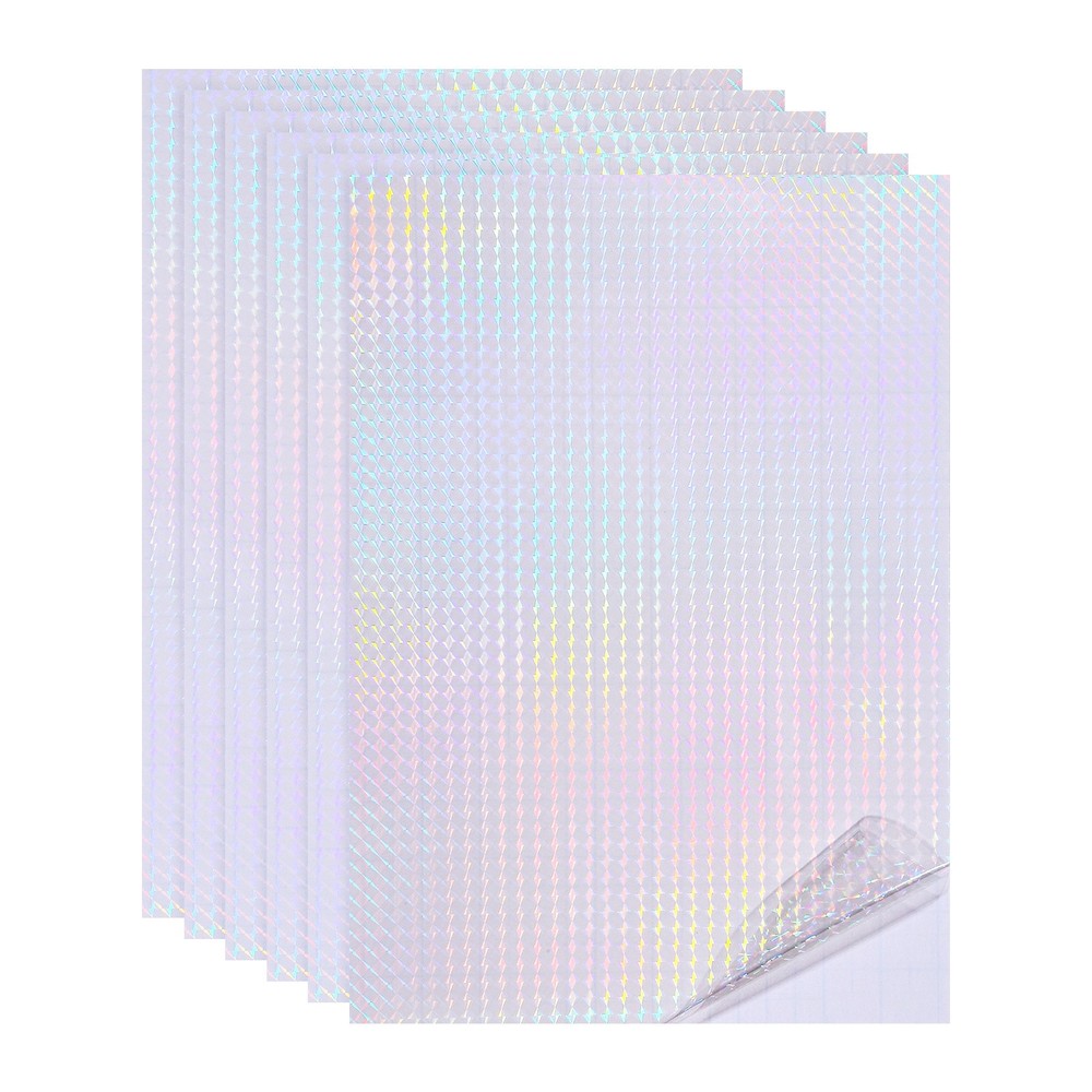 12x8in Holographic Laminate Sheets 6Pcs Sticker Paper Small Grid Dot Pattern