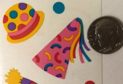 PARTY HATS Stickers(10pc)Mrs.Grossman’s •Birthday•Confetti•Dot•Clown•Celebration