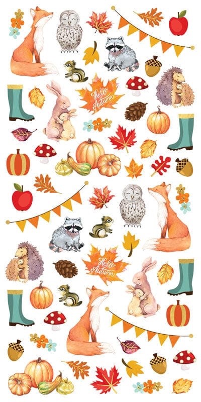 Autumn Fall Woodland Animals Pumpkins Stickers Planner Scrapbook Supply Crafts