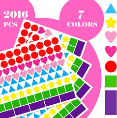2016 PCS Multi-Shaped Color Coding Stickers 7 Colors 6 Shape Coding Labels Dot S