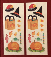 Creative Memories HALLOWEEN Sticker Strips LOT of 2 Jack-O-Lantern Candy Bag Hat