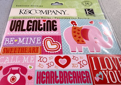 K&Company Smooch Word Embossed Stickers Love Birds Scrapbooking Card Making