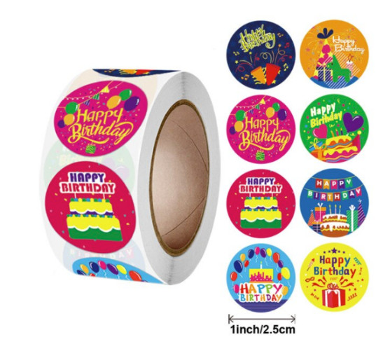 40 HAPPY BIRTHDAY STICKER ENVELOPE SEALS LABELS STICKERS 1″ ROUND FAST SHIPPING
