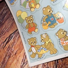 Vintage 1985 Hallmark Cards Bear Camping Activity Summer Beach Stickers Sheet