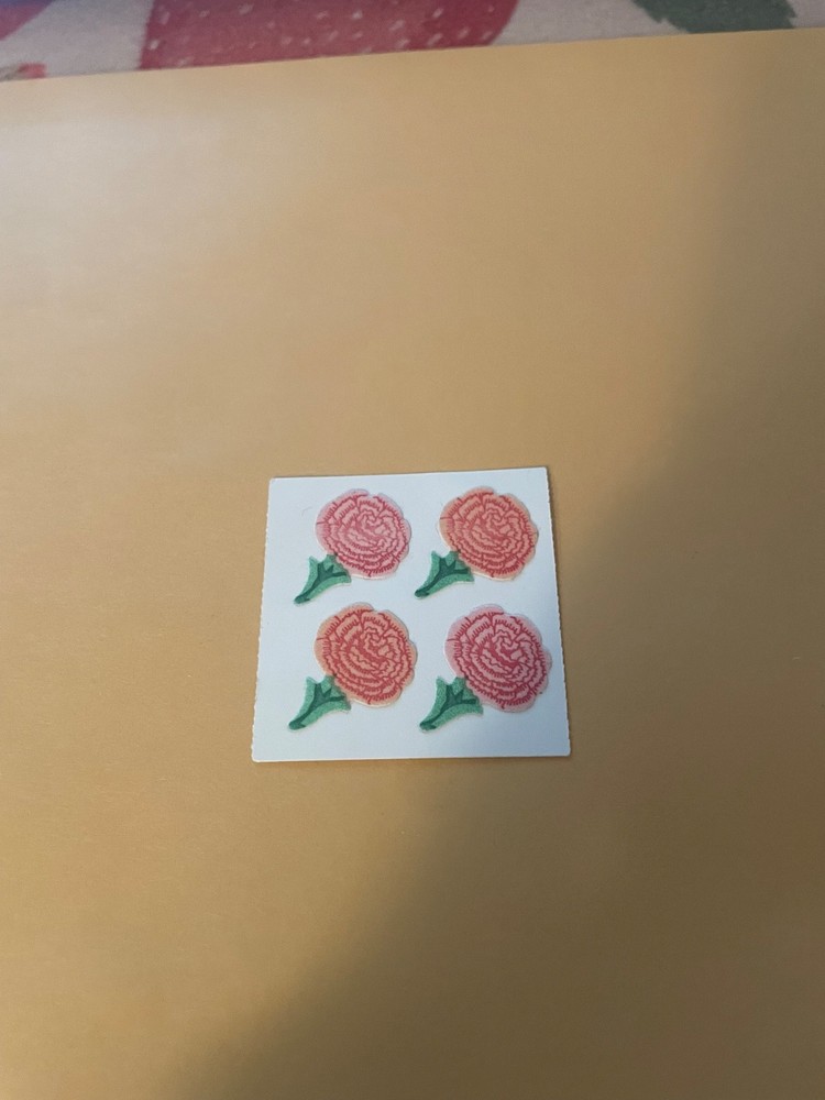 Vintage 1980s Great Seven Fuzzy Rose Stickers