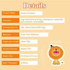 Stickers for Kids – 100 PCS Cute Animal Stickers | Water Bottle Scrapbook Sticke