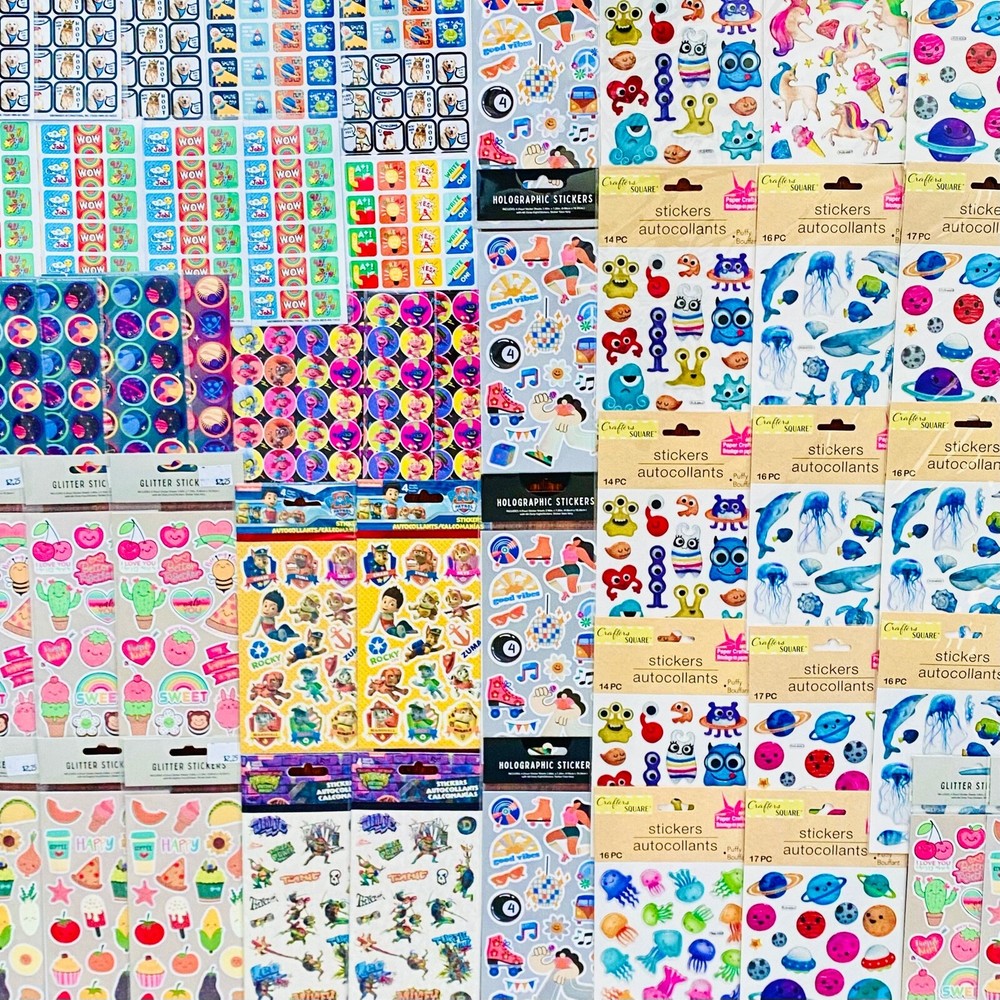 1079+ STICKERS Happy Faces Hearts Stars Rainbows Unicorns retro fantasy