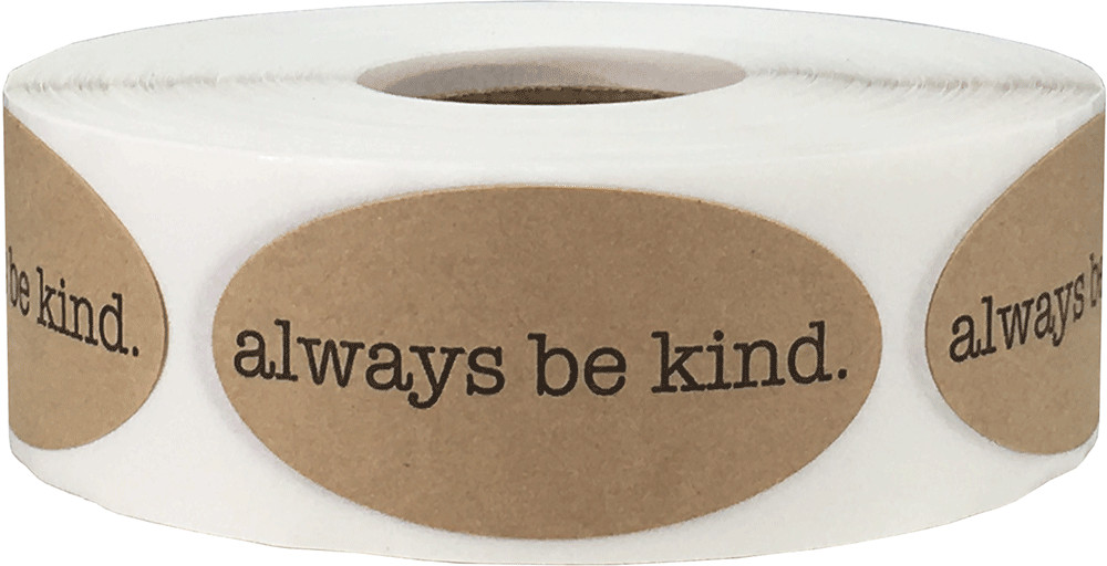 Motivational Saying Labels Natural Kraft | 1×2″ Oval | 500 Pack | Pick One Color
