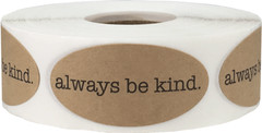 Motivational Saying Labels Natural Kraft | 1×2″ Oval | 500 Pack | Pick One Color
