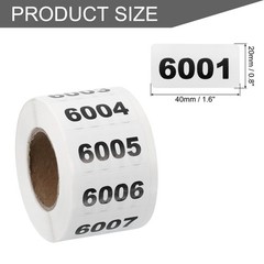 1 Roll Inventory Number Sticker 1.6″x0.8″ 6001-7000 Consecutive Number Sticker