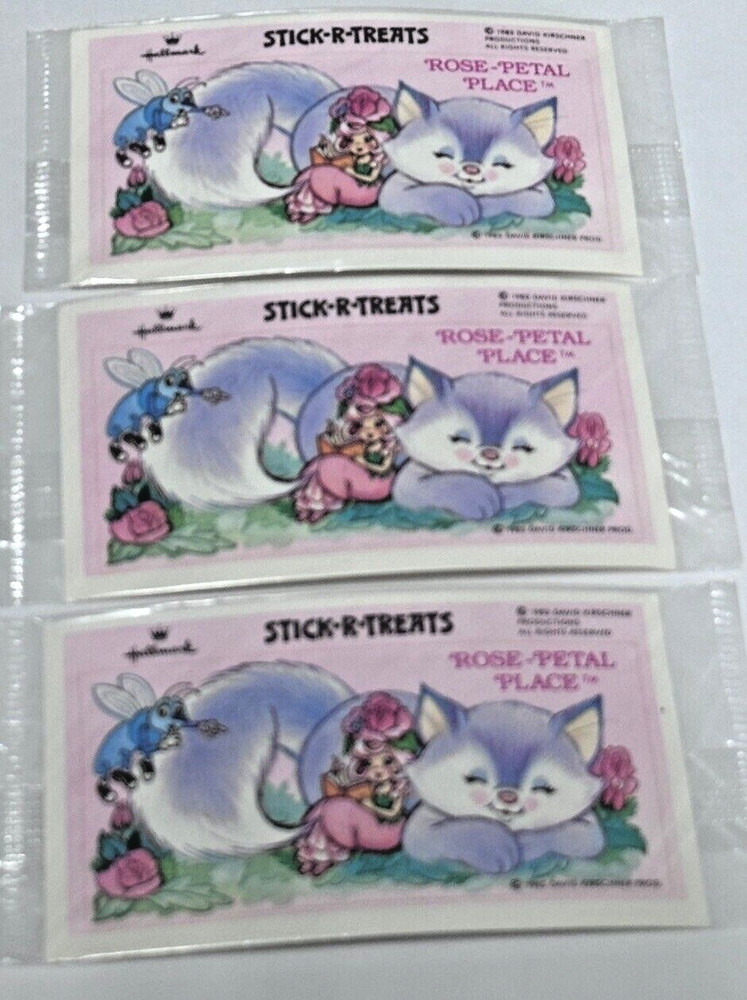 3 Vintage 1983 Hallmark Stick-r-treats Rose Petal Place Sticker Treats Sheet