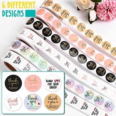 3000Pcs 1inch Thank You Stickers, 6Rolls Stickers 1 Inch Thank You Stickers