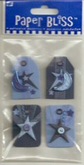 PAPER BLISS 3-D Mini Tags Dimensional Embellishments Stars Moon Blue