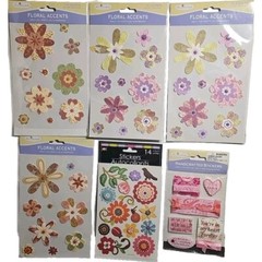 (6) DIMENSIONAL PAISLEY FLOWERS STICKERS LOT OF 6 PACKS BY MISS ELIZABETH’S