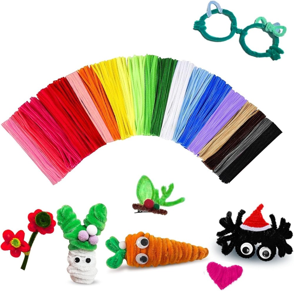 Bulk Chenille Stems – 200 Piece Colorful Craft Kit for Kids & Holiday Projects