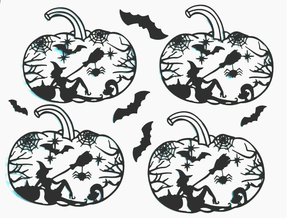 PUMPKIN W/ WITCH, BATS, CATS, WEBS SCENE SILHOUETTE DIE CUT/ CUTS, INTRICATE!