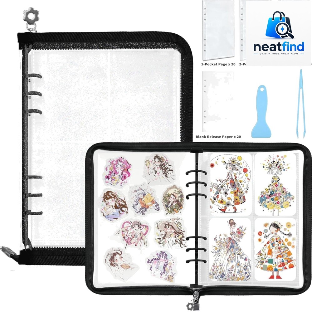 Sticker Organizer Binder Sticker Storage Organizer Reusable Sticker Book Coll…