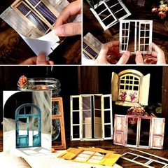 60pcs Vintage Textured Cardstock Window Frame Stickers for Scrapbooking & Journa