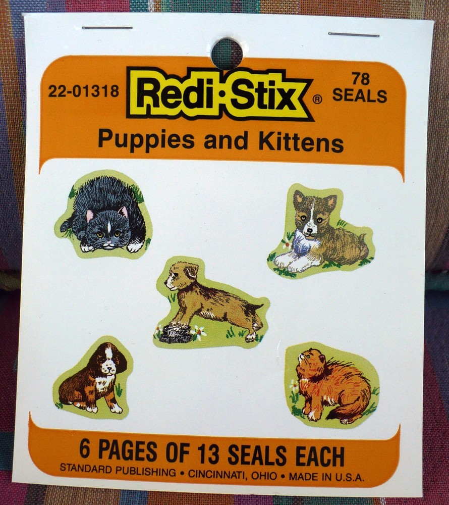 STANDARD REDI-STIX PUPPIES AND KITTENS 78 SEALS 6 SHEETS