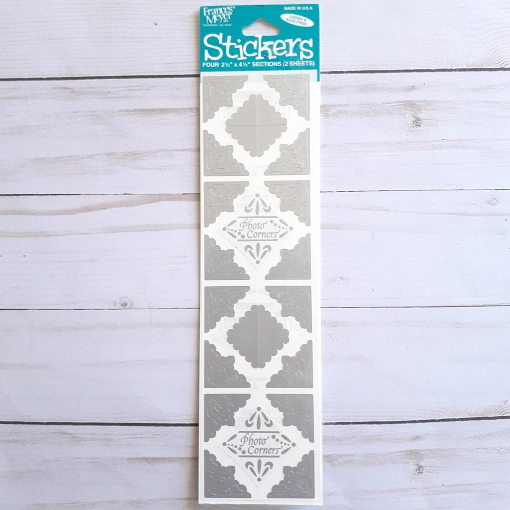 Vintage Frances Meyer Silver Photo Corners Stickers – 2 Sheets