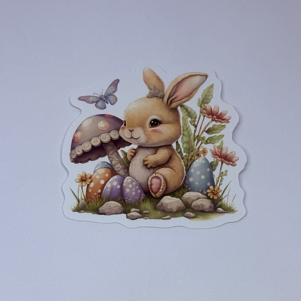 Cute Bunny Rabbit Animal Sticker Vinyl Decal Journal Wall Art Mushroom Decor Tc6