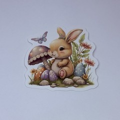 Cute Bunny Rabbit Animal Sticker Vinyl Decal Journal Wall Art Mushroom Decor Tc6