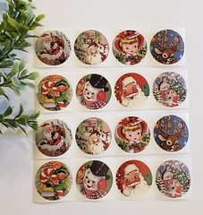 16 Cute Vintage Style Christmas Stickers/Retro Christmas Stickers Labels Seals