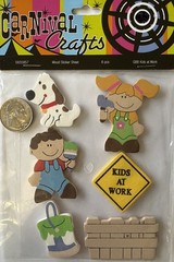 KIDS AT WORK Dimensional Wooden Stickers(6pc)Hobby Lobby•Painting•Card Making•