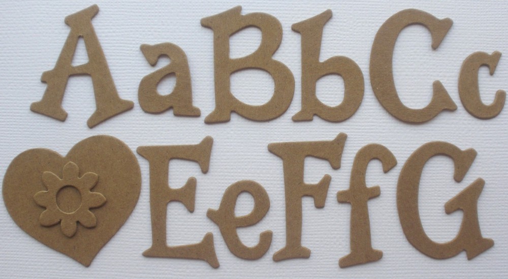 1.5 FUN SERIF FONT – Upper & Lowercase Alphabet Letters Chipboard- 55 Pc