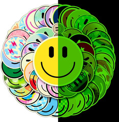 50PCS Smiling Glitter Neon Stickers, Cute Water Bottle Stickers for Kids, for Te