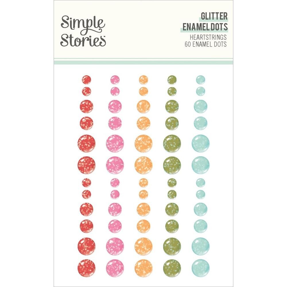 Crafts Enamel Dots SS Sticky Back Glitter Heartstrings Red Pink Green Blue