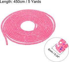 5 Yard 6Mm 0.24 Inch Glitter Sequins Rope Sequins Rhinestone Tube Cord for DIY W