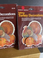 VTG 4X 90s Forget Me Not Thanksgiving Fall Decorations Honeycomb Tabletop & Wall