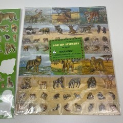 Pop Up Stickers Jungle Animals Safari Puffy Vintage Lion Tiger Gorilla See Note