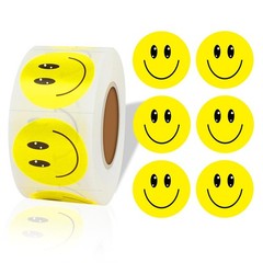 Happy Face Stickers for School Reward Chart, 1 Inch, 500 Pcs, Yellow