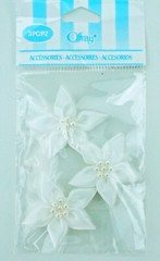3D Satin White Flower Stickers Crafts Art Design Decor DIY Fabric Stick Journal