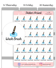 Wash Makeup Brush Planner Sticker, Wash Brush Reminder, For Calendar and Journal