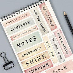 50PCS Boho Word Stickers for Journaling, Vintage Motivational Quote Stickers for