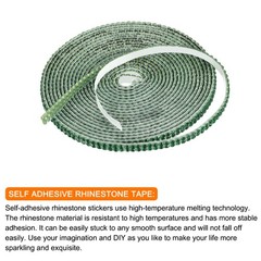 0.2 Inch Self Adhesive Rhinestone Strips 3 Yard for Crafts,Dark Green
